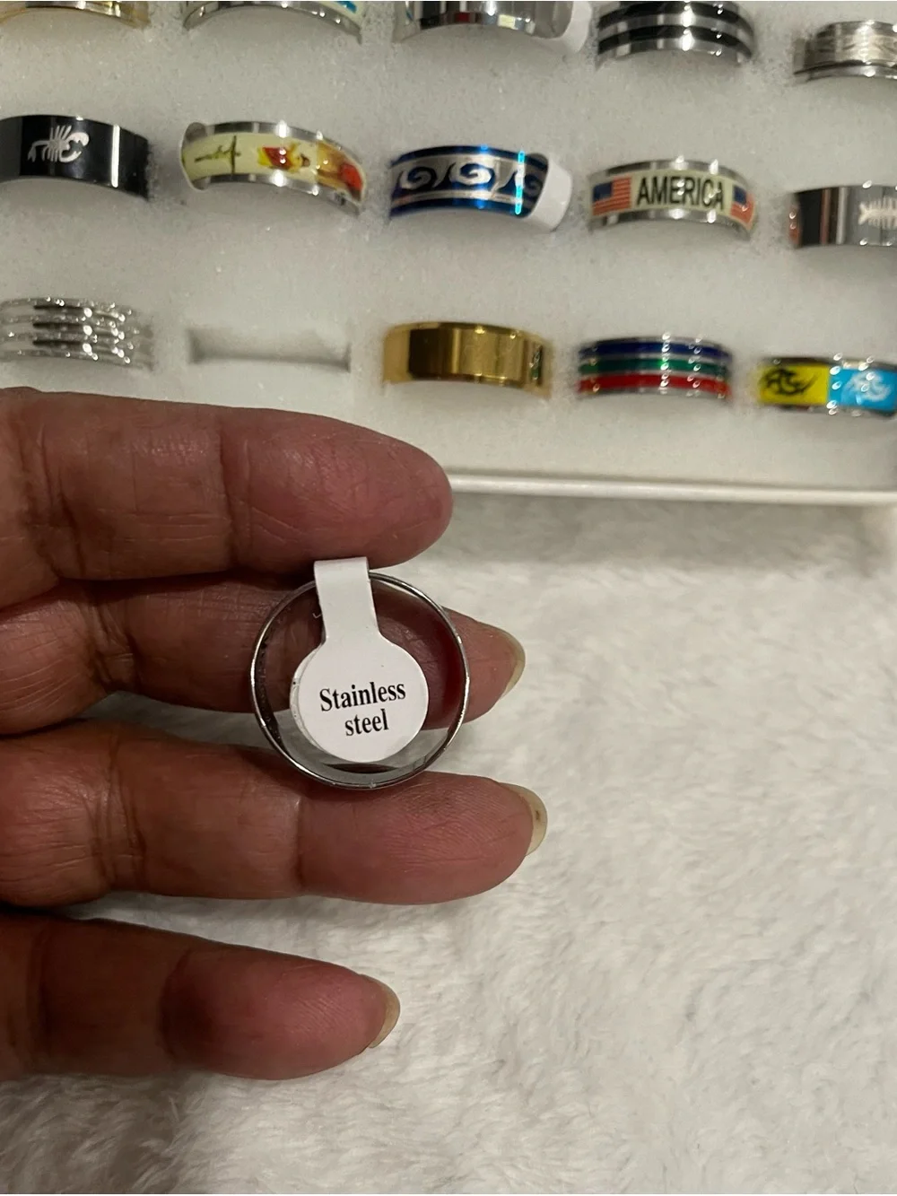 Choice of 1 Multicolor Stainless Steel Decorative Band Rings-Unbranded